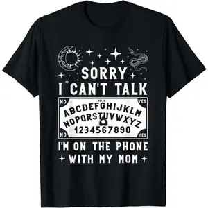 Unisex Boxy Fit Heavyweight TeeSorry I Can't Talk I'm On The Phone With My Mom Ouija Board T-Shirt women's shirtsFashion	Unisex T-shirts M-5XLClean Look