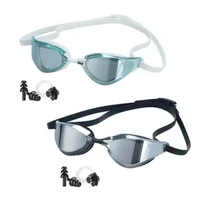 Swimming Goggles with Earplugs, 1 Count Anti-fog & UV Protection Swimming Goggles, Comfortable Swimming Accessories for Adults