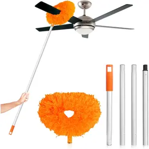 Ceiling Fan Cleaner Duster High Ceiling Extended Fan Blade Cleaner from 13 to 50 Inch Reusable Microfiber Ceiling Fan Duster with Extension Handle for Furniture Bookshelves Wall Door (Orange) tiny nozzle open gap Blue