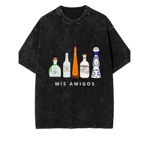 Mis Amigos Friends Theme Tequila Inspired Vintage Washed Graphic Tee Men Oversized Summer Party Outfit Ideas Streetwear