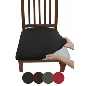 Solid Color Chair Cover, 4 Counts/set High Elastic Chair Slipcover, Washable Chair Protector for Home Dining Room Hotel, Stretch Chair Slipcover, Removable Washable Slipcover