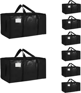 2 Pack Extra Heavy Duty Large Moving Bags with Strong Zipper & Comfortable Handles, Sturdy & Durable Clothes Storage Bags Totes Bins, Packing Moving Boxes for College Supplies, Black