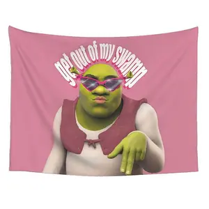 Funny Shrek Pink 3x5Ft Flag Tapestry for Wall Hanging Bedroom Man Cave College Dorm Room Decor Outdoor Bannery with 4 Brass Grommets
