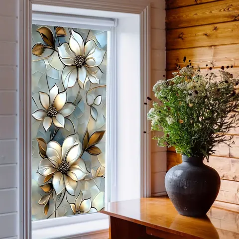 A new large-sized lily glass window sticker with electrostatic adsorption, suitable for multiple scenarios, for window decoration and home window adornment D18058 Decorative Decal Window Decals For Glass Windows