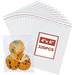 Cookie Bags 4x6 Inch,320 Pcs Clear Cellophane Bags for Packaging Cookies &  - Self-Sealing,Plastic Wrappers for Bakery Packaging and Gifts