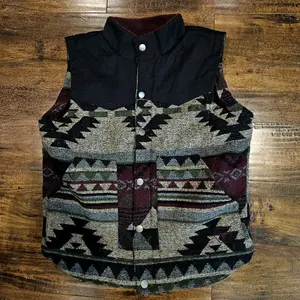 Western vest Aztec print Tops Mens
