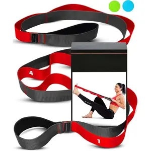 original stretch band Stretching Strap with Loops - Non Elastic Stretch Band for Physical Therapy, Yoga Strap for Stretching Equipment, Stretch Bands for Exercise and Flexibility - Fascia, Hamstring & Leg Stretcher Belt