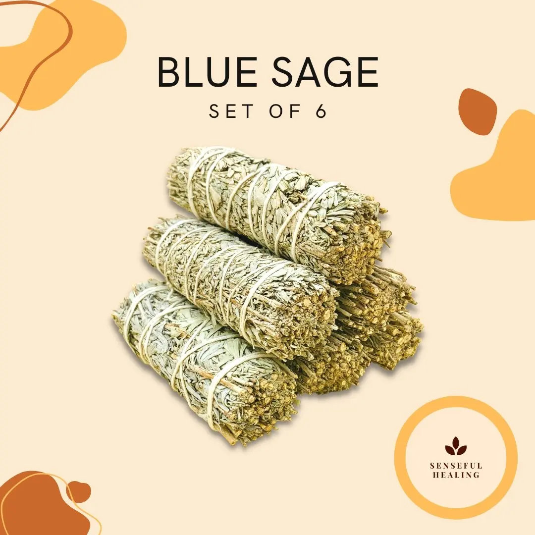6-Pack Blue Sage Smudging Sticks Kit, Home Scent Freshener, Spiritual Work & Self Care Tool for Positivity & Holistic Aroma