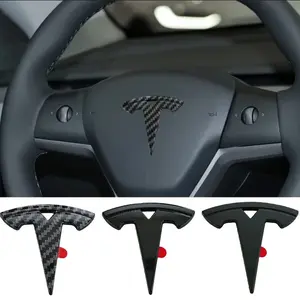 1PCS Car Styling Logo Steering Wheel Center Badge Logo Sticker Decal For Tesla Model 3 Mode S X Model Y Juniper Roadster SpaceX