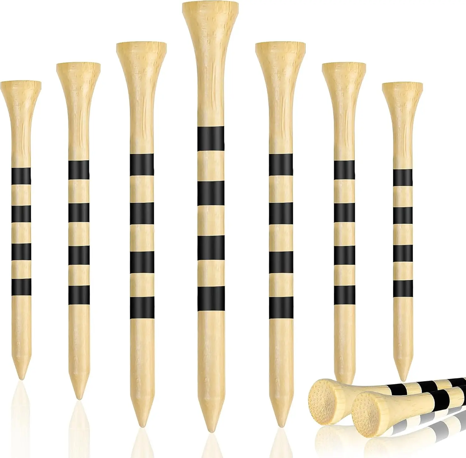 UniCaddie Biodegradable Bamboo Golf Tees - Adjustable Height, Eco-Friendly, Low Friction, Protects Clubs (50 pcs) golf tee youth white