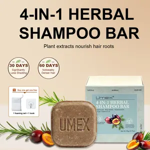 Umex 4in1 Herbal Shampoo Bar – Natural Hair Growth & Scalp Care, Anti-Dandruff & Hairloss | Eco-Friendly Zero Waste |Travel Friendly