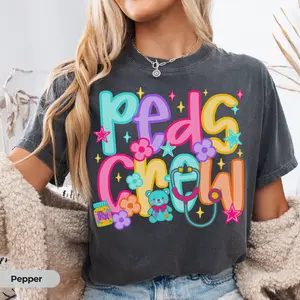 Cute Pediatric Crew Shirt for Pediatric Nurse, Peds Floor Team Comfort Colors Tee, Cute Peds Nurses  Appreciation Hospital Staff Cotton Fit