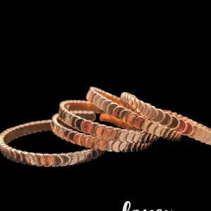 Solid Copper Layered Scalloped Design Adjustable Bangle
