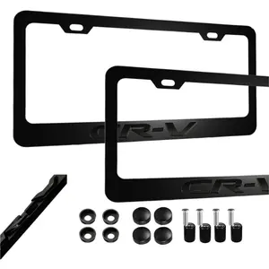 2PCS Black License Plate Frames Compatible with CRV Aluminum Alloy Car License Plate Holders License Plate Bracket Holder Cover (C1)