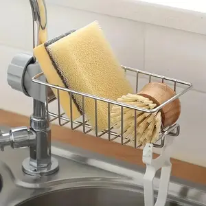 Sink Faucet Storage Rack, Stainless Steel Sink Drain Rack, Kitchen Storage Rack for Sponge, Scrubber, Towel, Peeler, Kitchen Accessories, Organiser