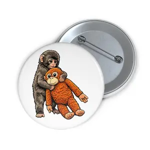 Adorable Punch the Monkey Pin Button, Punch Monkey Hugging Meme, Heart Wearming 2026 Meme of the Year Pin Button