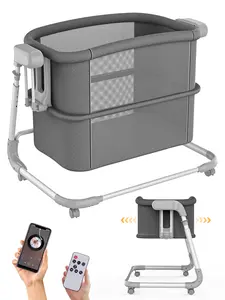 Rocking Bassinet for Baby, Electric Baby Bassinet Automatic 5 Rocking Motion Bassinet Bedside Sleeper forNewbor, Auto Rolling Baby Cradle 4 Height Adjustable with 12 Lullabies