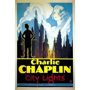City Lights (1931) Movie Poster – Classic Vintage Romantic Comedy Film Reproduction Art Print Starring Charlie Chaplin