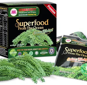 LONGEVITY Dehydrated Sea Grapes, 1.4 oz of (Pack of 2), Umibudo Green Caviar, Lato Seaweed | Enhance Health, Boosting Immune System, Valued Natural Gift From Sea (Original, 40g)