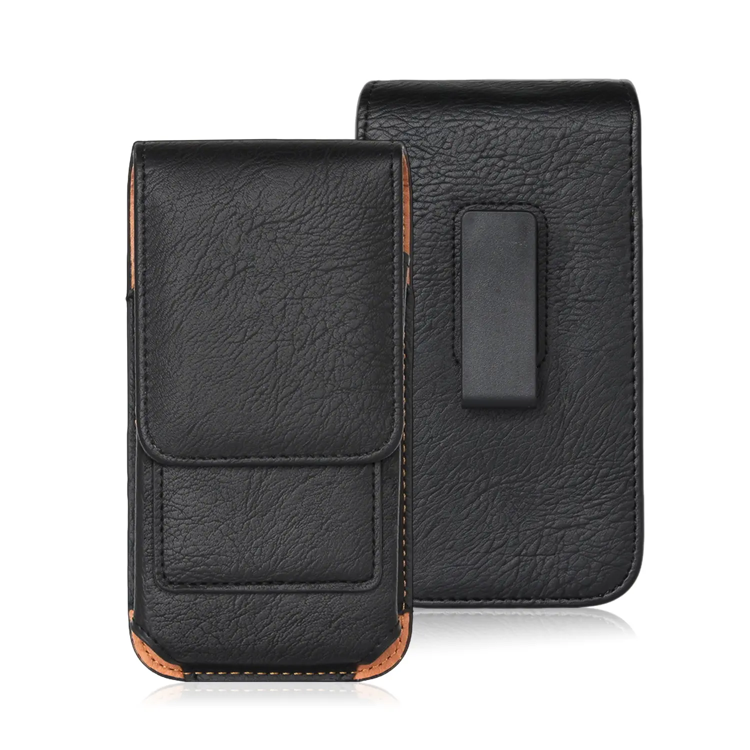 Universal Leather Cell Phone Holster with 360° Rotating Belt Clip, Card Holder Pocket, Magnetic Closure, Fits 5.5"-6.5" Smartphones for Men Outdoor Work Hiking Travel Father's Day Gift