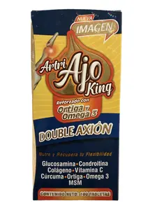 Artri Ajo King Reinforced Adult Dietary Supplement - Double-Action Joint Health Support Capsules with Glucosamine, Chondroitin, Collagen, Vitamin C, Turmeric, Nettle, Omega-3 - 100 Count Wellness Healthcare Fitness Edible