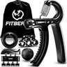 FitBeast 5-Pack Compact Hand Grip Strengthener Workout Kit - 22-132lb Adjustable Hand Grips, Finger Gripper, Stretcher, Stress Relief Ball, Home Workout Equipment, Gym Exercise Equipment, Forearm Trainer for Athletes, Women