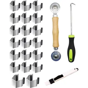 20 Pieces Screen Door Tool Kit Screen Installer Clips with Screen Rolling Tool Removal Door Hook Screen Repair Kit Mechanic Tools Set for Installing Window and Door Screens