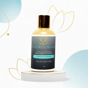 Sovereign Skin RoyalLuminance AHA & Kojic Cleanser | Exfoliating & Hydrating Face Wash with AHA, Kojic Acid, Niacinamide, Aloe Vera & Green Tea | Helps Improve Skin Texture & Uneven Tone | 6oz
