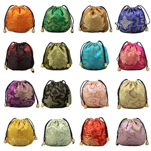 US 16 Pack Silk Brocade Jewelry Pouch Bag Drawstring Coin Purse Gift Bag Value Set