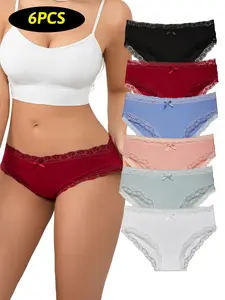 Women's Underwear Elegant Sexy Cotton Women's Pants Romantic Lace Edging Design Soft Breathable Elasticity Comfort