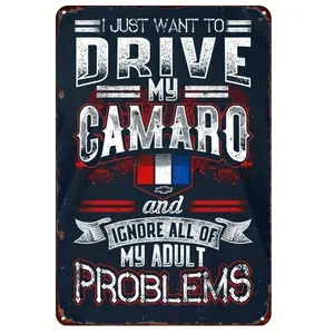 Drive My Camaro" Fun Metal Tin Sign - Perfect Gift For Car Enthusiasts, 8"X12" - Ideal For Home, Bar, Or Garage Decor