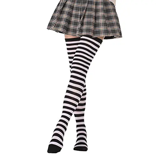 1 Pair Extra Long: Black White With Stri