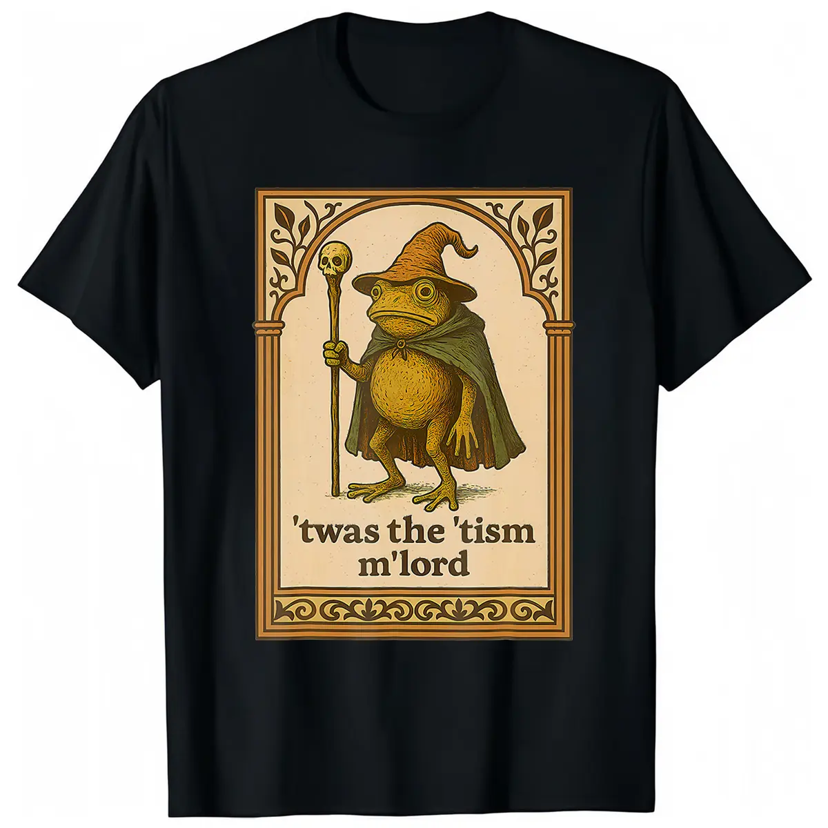 Men's Cotton Fabric Short-Sleeve Menswear Top - "Twas the 'Tism M'Lord" Funny Wizard Frog Autism Awareness T-Shirt, Sweatshirt, Streetwear