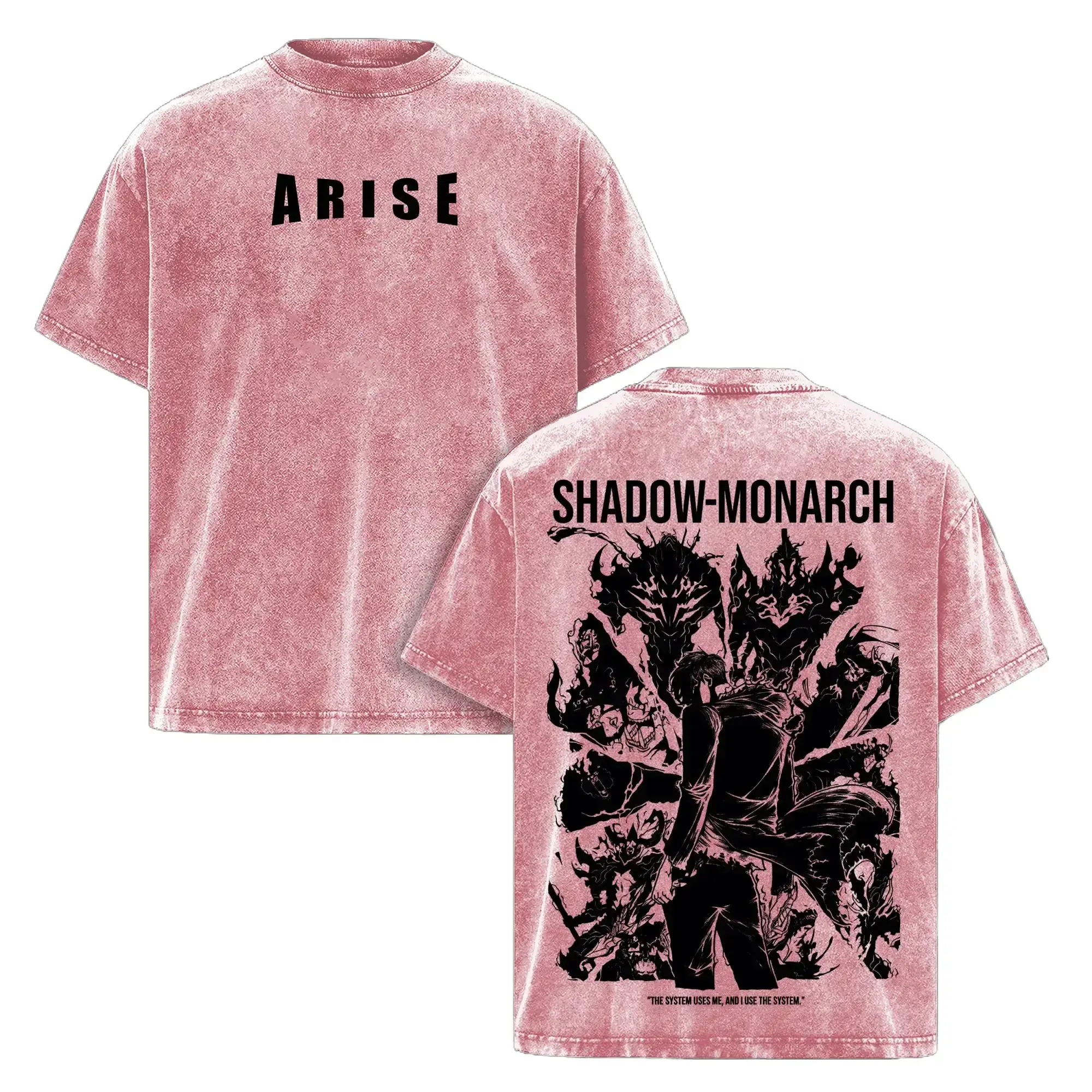 Solo Leveling Shadow Monarch Oversized T-Shirt – Vintage Washed Anime Graphic Tee, Dark Fantasy Streetwear, Heavy Cotton Oversized Shirt, Unisex Casual Top, Gift for Solo Leveling Fans