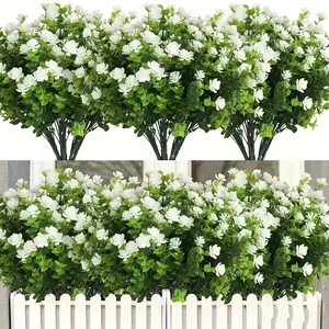 White camellia bouquet fade-resistant plastic artificial autumn green indoor and outdoor decoration, perfect for Valentine's Day, Thanksgiving, Christmas, weddings, indoor and outdoor plants, realistic artificial flowers