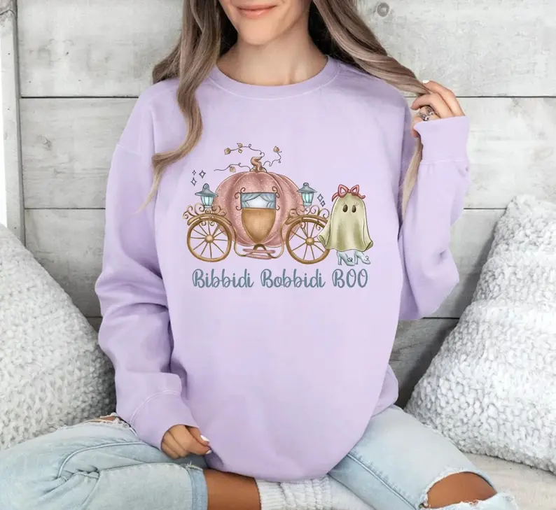 Comfort Colors® Cinderella Halloween Sweatshirt, Bibbidi Bobbidi Boo Sweatshirt, Princess Ghost Hoodie, Princess Hoodie, Pumpkin Car Sweater