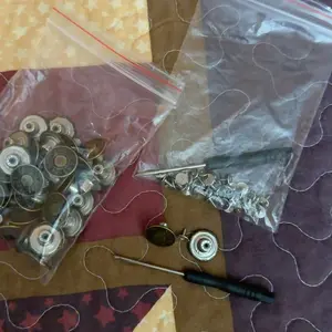 40 Pcs Adjustable Metal Jean Snap Tacks ,17 mm No-Sew Nailess Removable Metal Jeans Buttons Replacement Repair Combo Thread Rivets and Screwdrivers