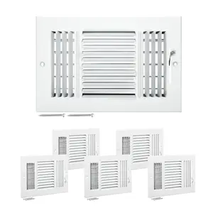 Floor Registers 3-Way 6 x 10 Inch Iron Floor Vents for HVAC Grilles 6-Pack White