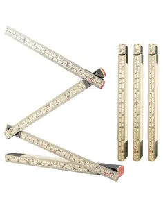 Folding Wood Rule, 4 Pack, 6FT 6 Inch Foldable Ruler with US and Metric Measurements for Carpenters