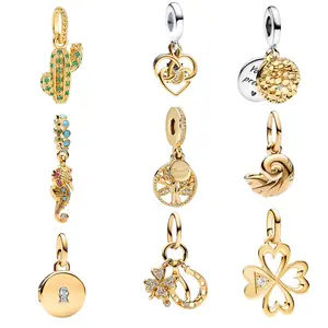 Gold Charm Beads for Bracelet | Luxury Heart, Clover, Tree & Crystal Charms | Elegant Jewelry for Women
