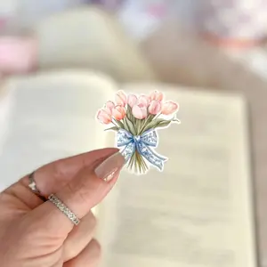 Tulip Bouquet Vinyl Sticker, kindle sticker, cute sticker, spring sticker, easter sticker, pastel sticker ,Laptop Water Bottle Decal Sticker