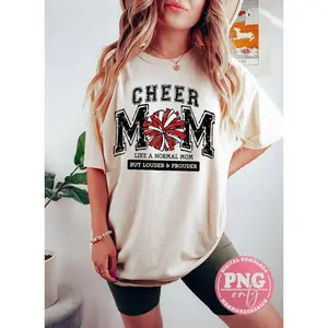 Cheer Mom shirt, Varsity, Pom Pom, Red, Distressed, Cheer mama, Loud and Proud Cheer Mom Shirt