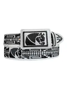 Cinto Vaquero Bordado de Piel Caballo Western Style Horse Embroidered Cowboy Leather Belt