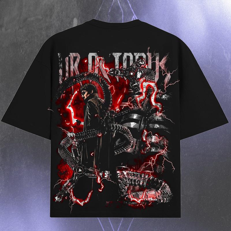 Doctor Octopus - MCU Spidey verse Edition Double Printed Oversize Lightweight TV series Vintage Graphic Design Top Cotton Comic Superheroes Streetwear T-Shirt Clothes Menswear Womenswear.