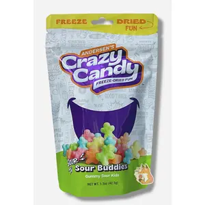 Andersen's Crazy Candy Freeze-Dried Sour Buddies Gummy Kids 1.5 oz Bite-Sized Sweet Crunchy Dried Flavor Snack