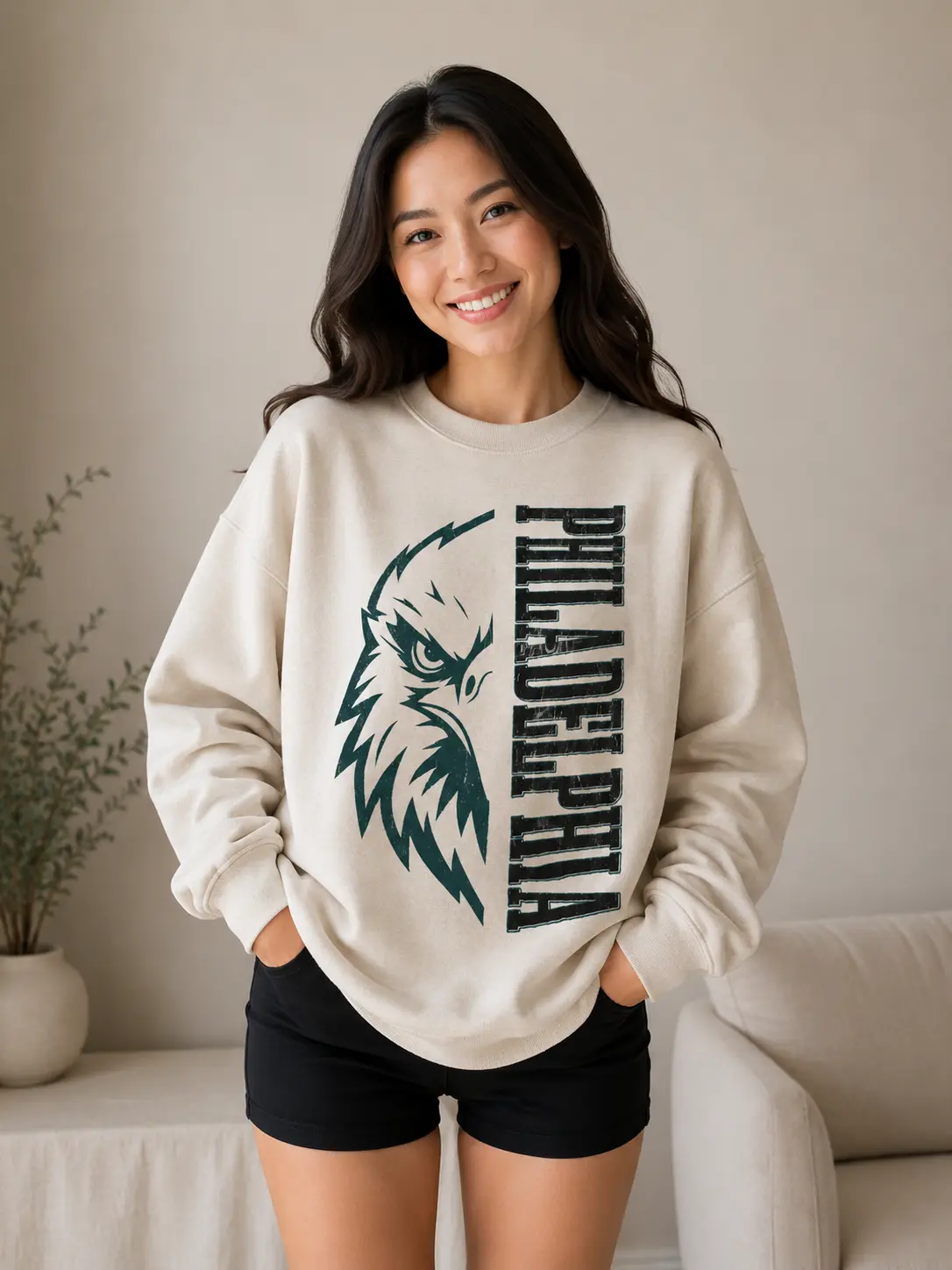 Philadelphia Game Day Vintage Sweatshirt, 90s Retro Graphic Tee, Funny Mascot Oversized Shirt, Football Fan PEG011