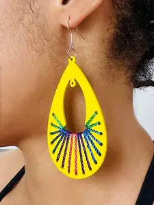 Mia Wood Threaded Drop Earrings