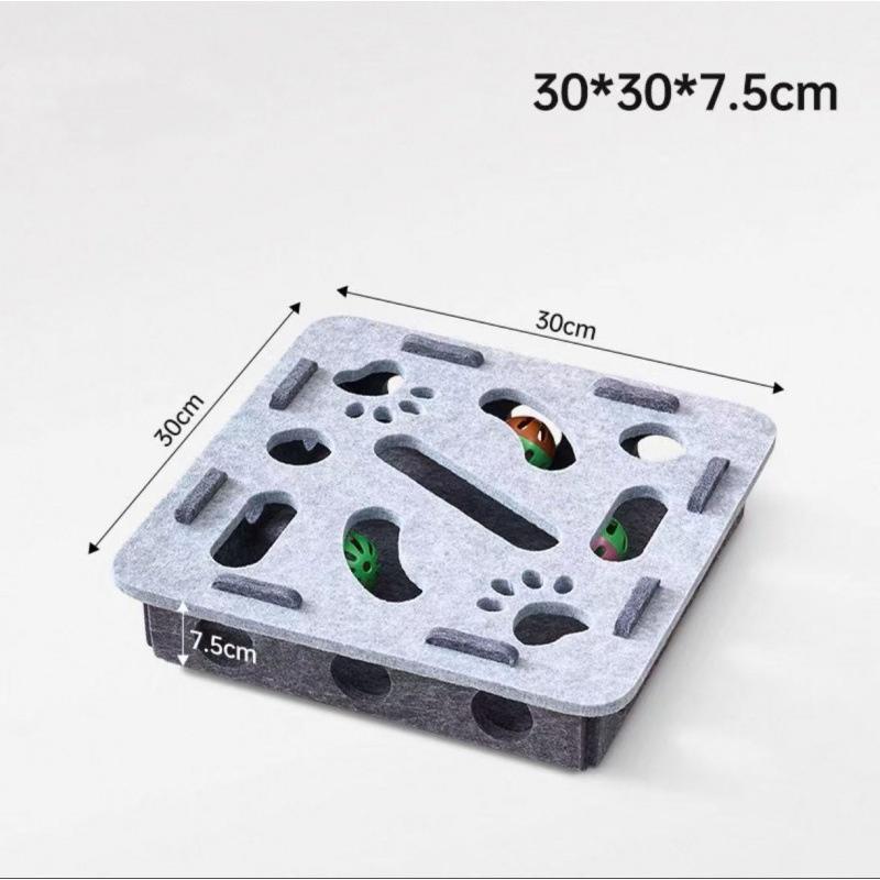Pet Cat Puzzle Maze Holes Toys Felt Box With Bell Ball Kitten Playing Toys Interactive Funny  Cat Supplies