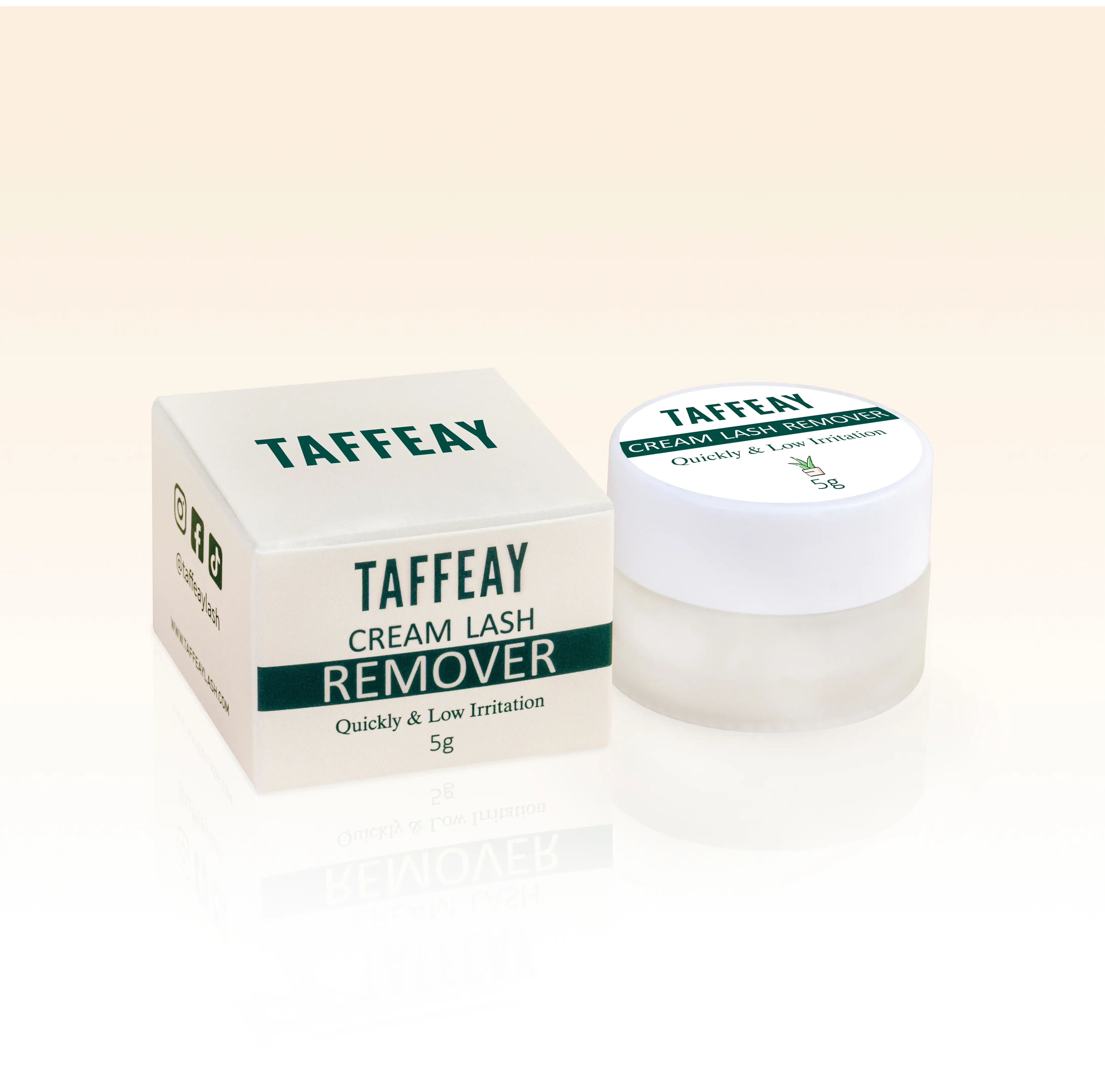 TAFFEAY Gentle Aloe Eyelash Extension Remover Cream, Quick Removal Formula with Peach Fragrance for Sensitive Eyes, Makeup Cosmetic (5g)