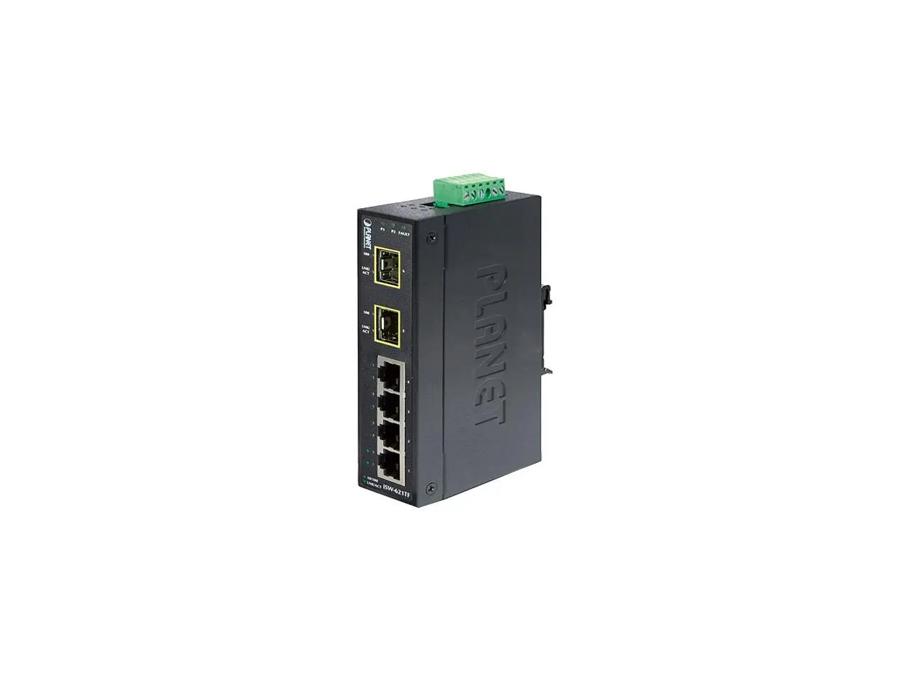 PLANET ISW-621TF 4-Port 10/100Base-TX + 2-Port 100Base-FX SFP Industrial Ethernet Switch (-40 ~ 75 Degrees C Operating Temperature)